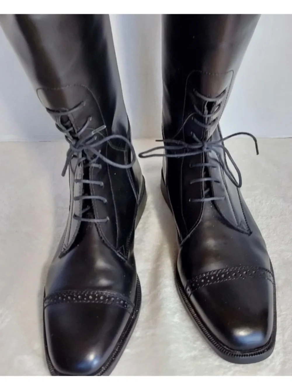 Classic Black Over-the-Knee Lace-Up Boots - Picture 14 of 15